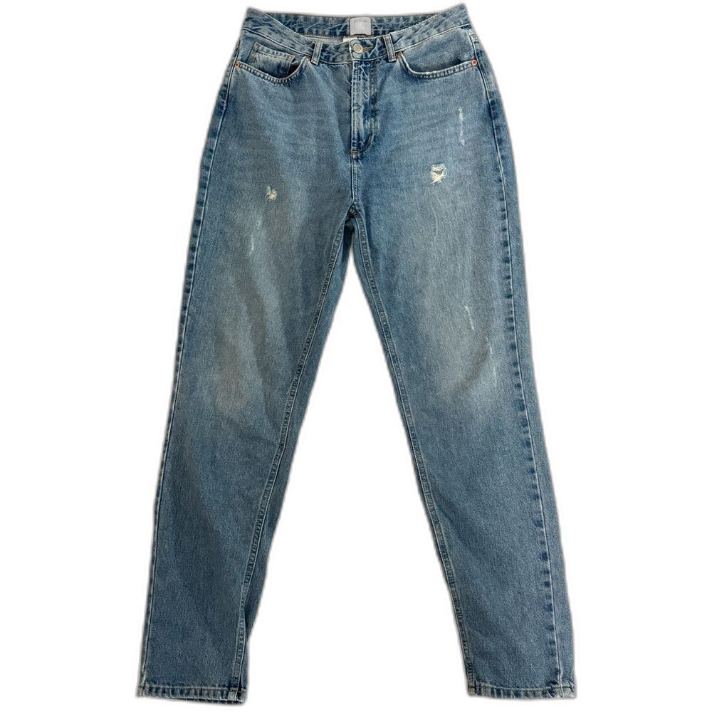 BDG Mom Jeans High Rise Light Wash Distressed Straight Leg W28
